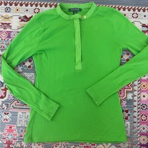 Lauren Ralph Lauren Vibrant Green quarter zip up long sleeve shirt women’s XS